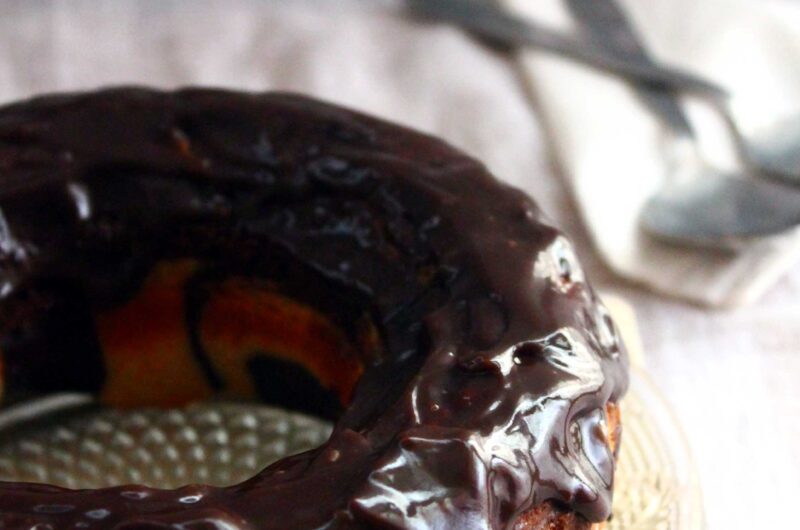 Chocolate Vanilla Swirl Cake with Chocolate Ganache