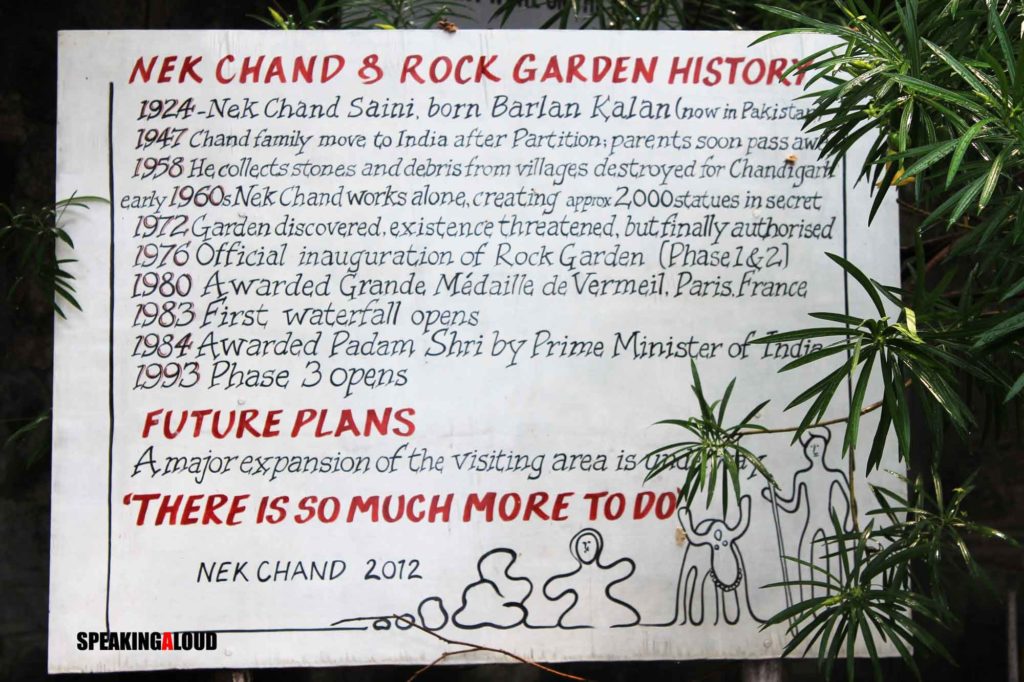 history of rock garden chandigarh
