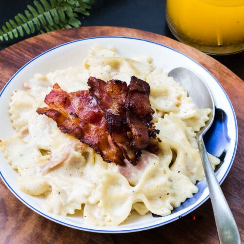 Farfalle Pasta Recipe In a Creamy Bacon Sauce