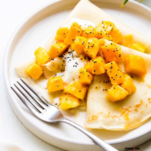 easy crepe recipe with mango & ice cream