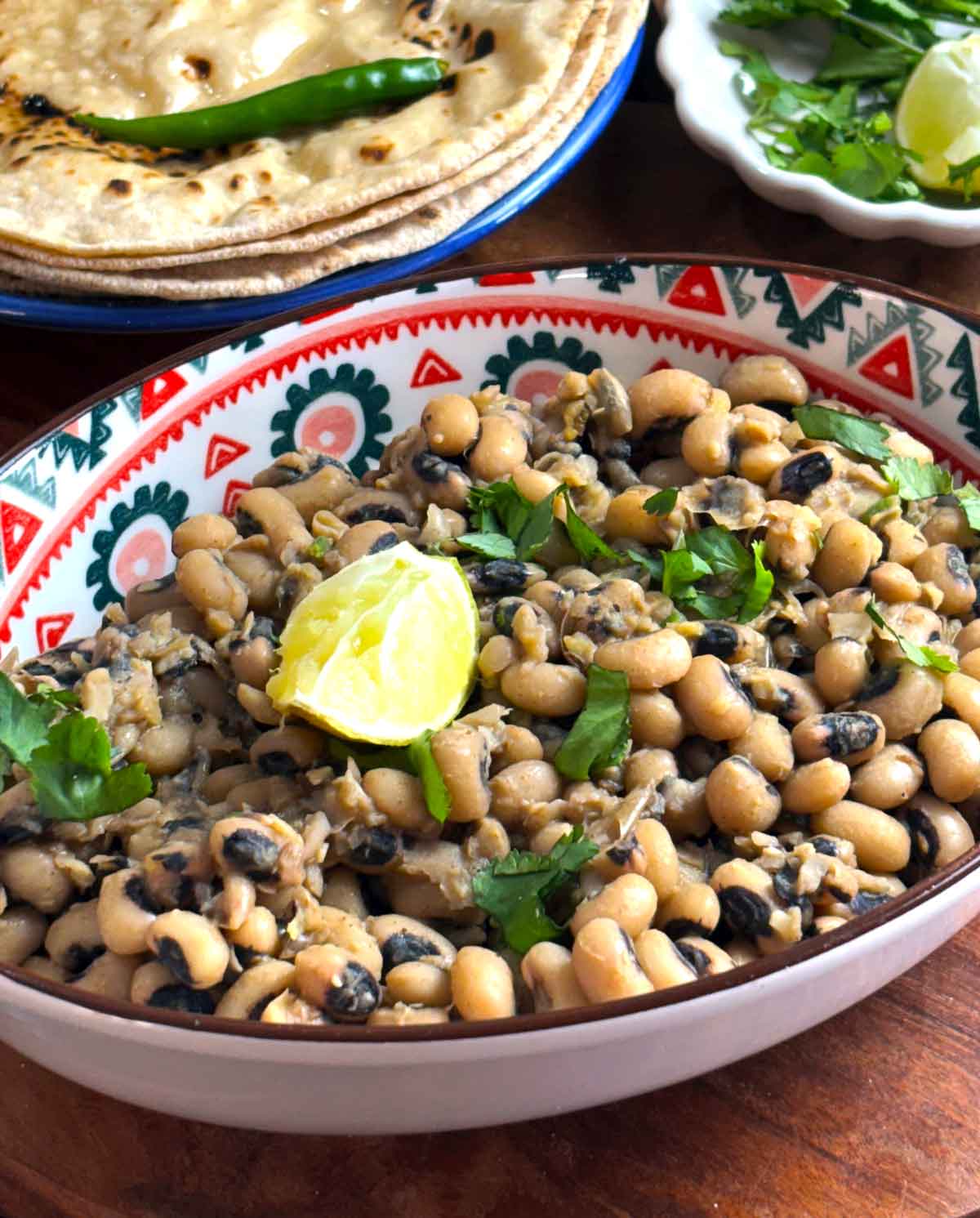 Lobia curry served with lemon