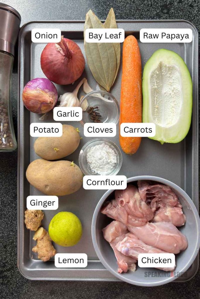 Kolkata Cabin style Chicken stew ingredients
